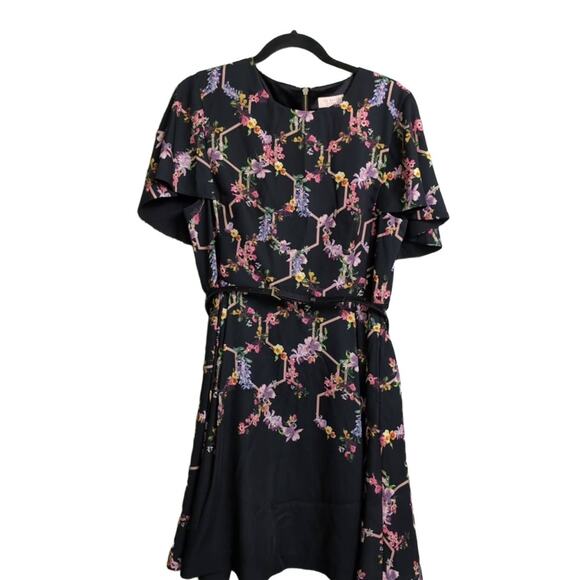 Ted Baker Dresses & Skirts - Ted Baker Vianna Gardens Frill Sleeve Dress A-line Black Floral Mini 5 = US 12